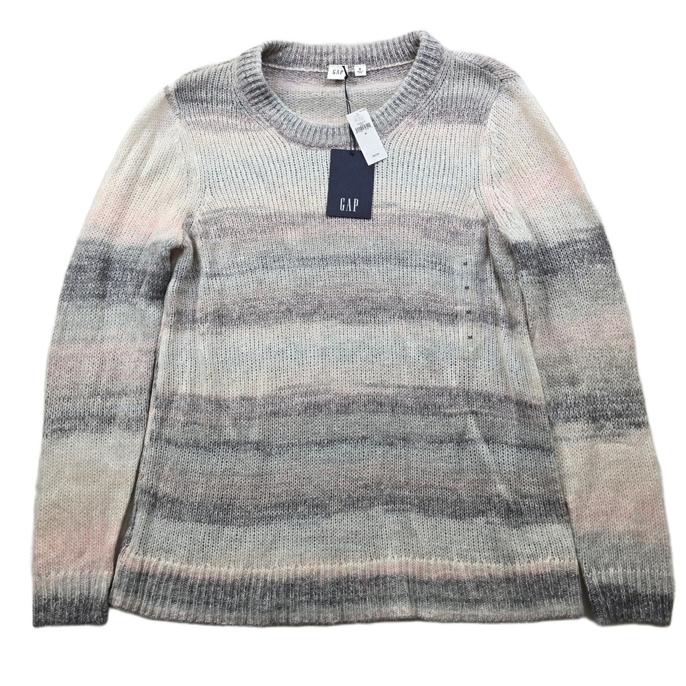 Gap Forever‎ Cozy Tunic Sweater Womens Medium Grey Pink White Ombre Pullover NEW